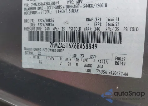 2006 Ford Freestar Se z USA, uszkodzony, nr VIN 2FMZA516X6BA58849